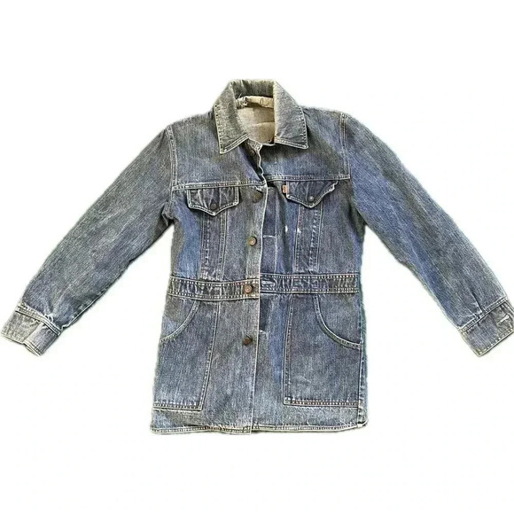 Vintage Levi’s Orange Tab Denim Chore/Safari Jacket Double Vented Size Medium - Picture 1 of 5